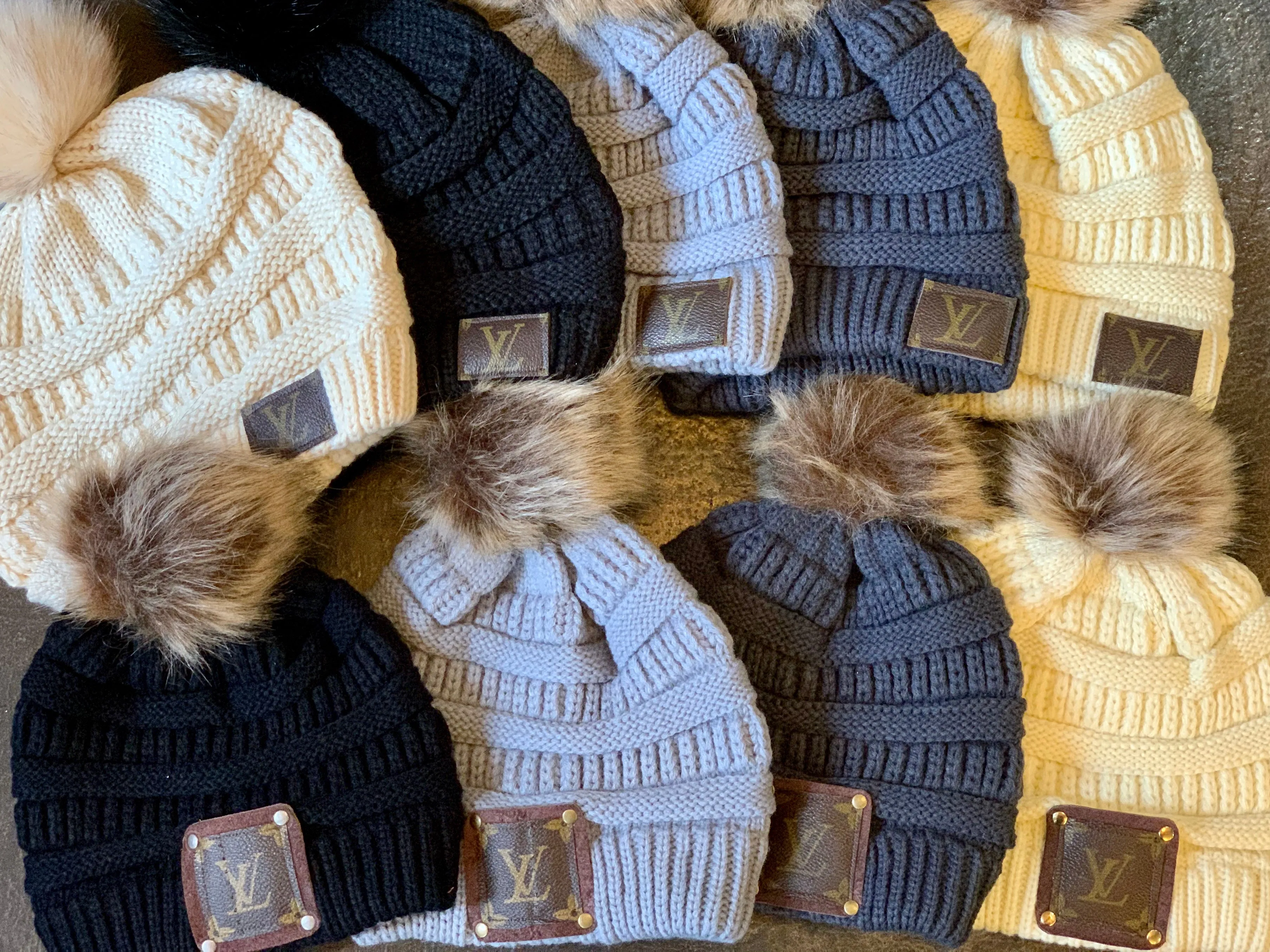 Beanie with small side LV patch no hardware
