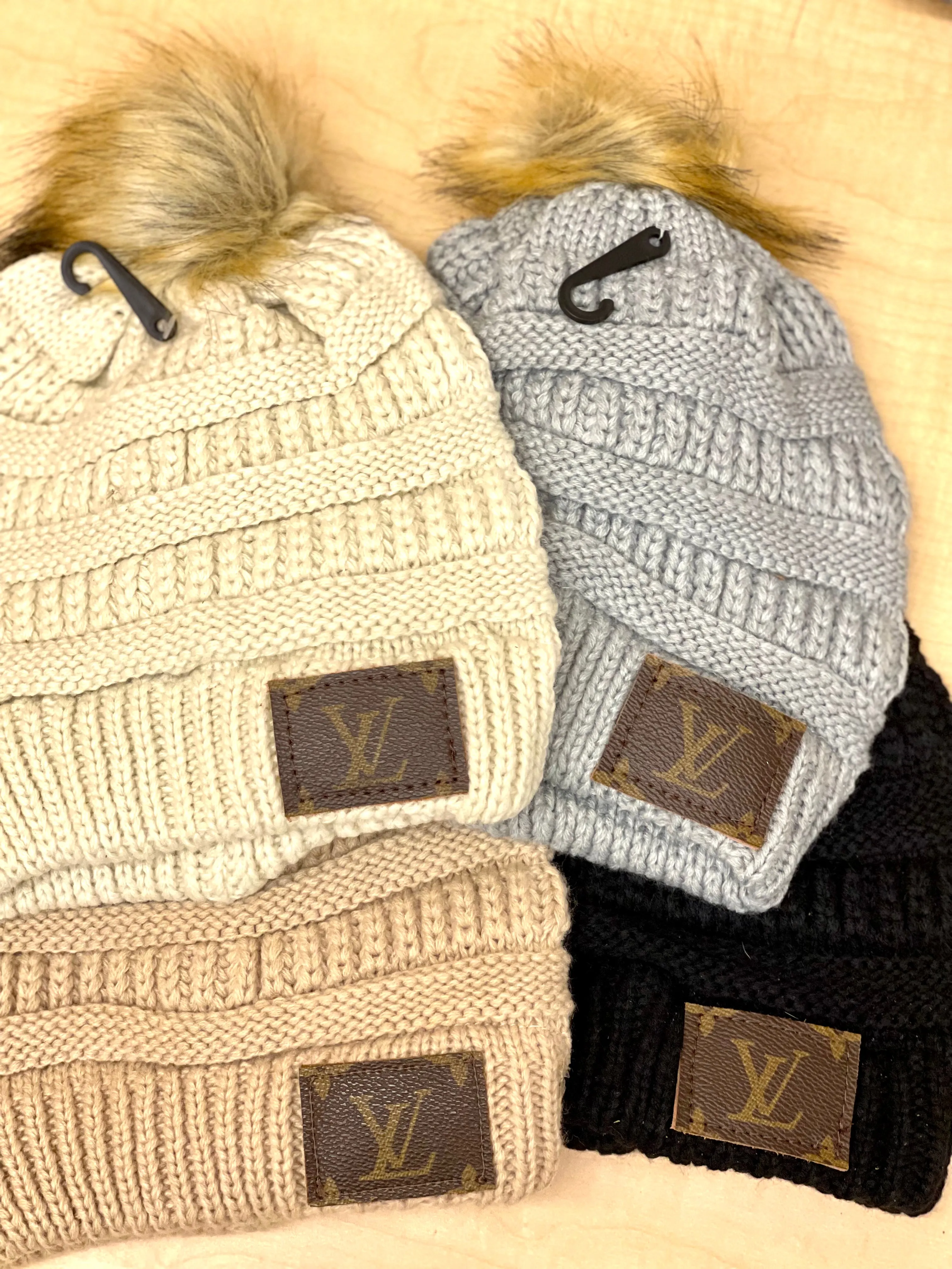 Beanie with small side LV patch no hardware