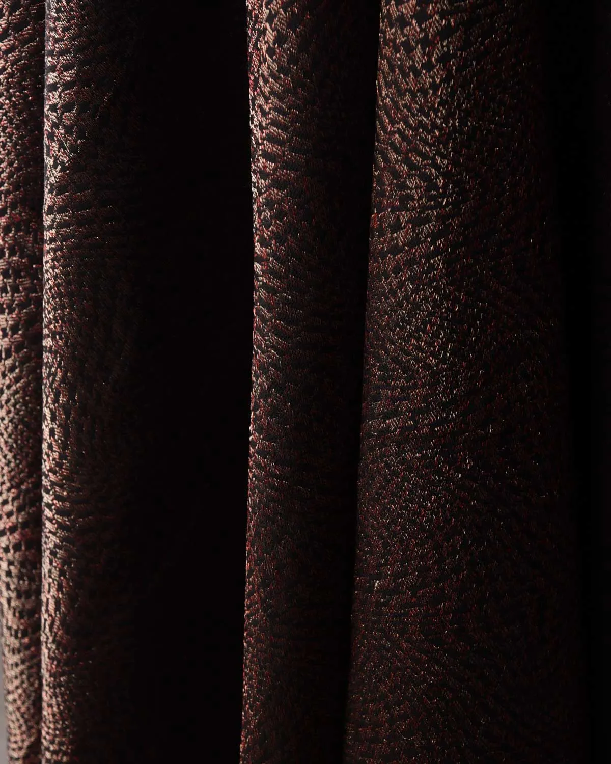 Black Maroon & Gold Zari Illusion Houndstooth Brocade Handwoven Silk Wool Unisex Dress Shawl