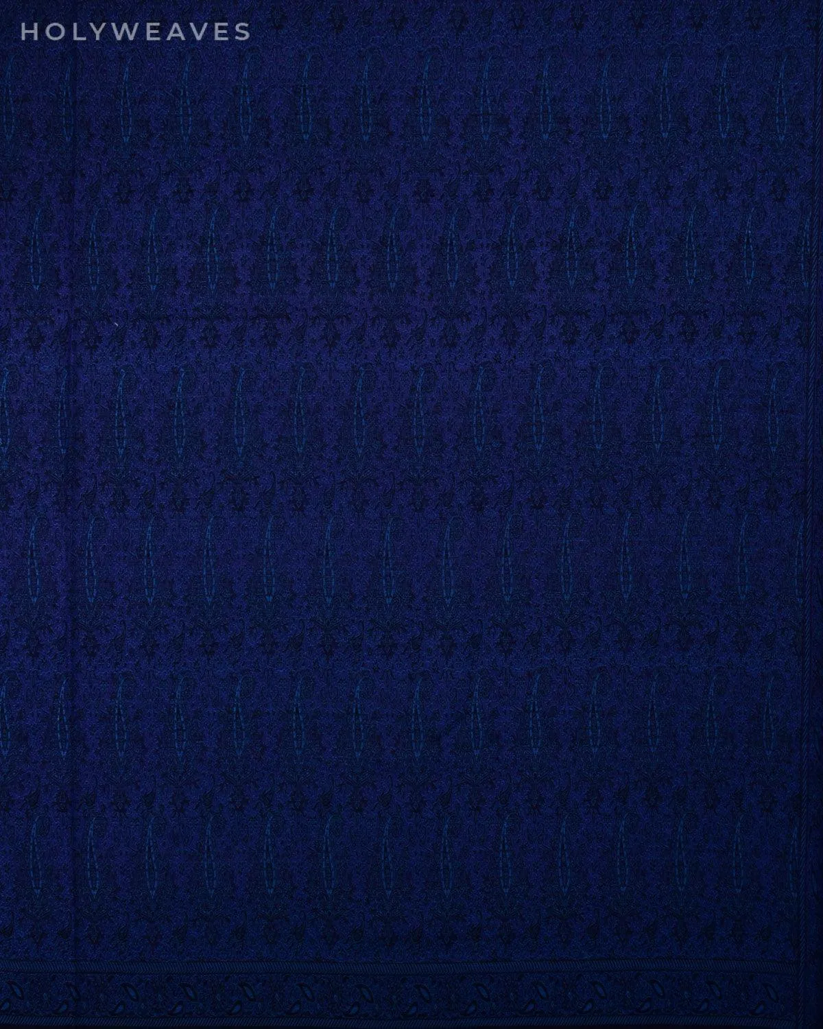 Black On Blue Banarasi Alfi Paisley Jamawar Handwoven Silk-wool Shawl