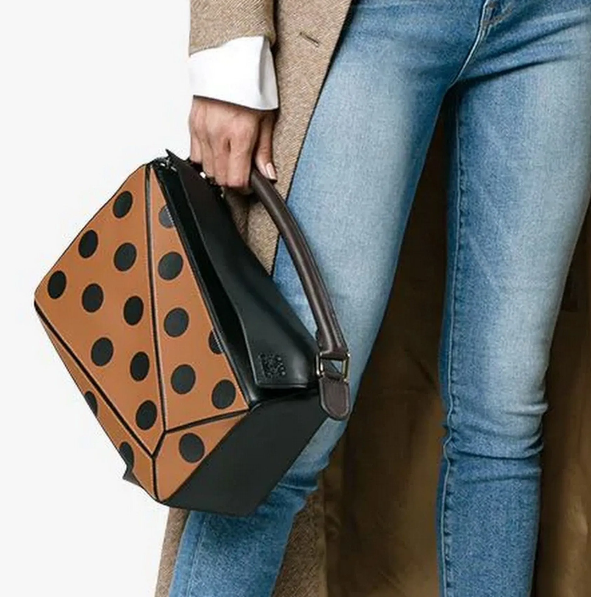 Brown Puzzle Polka-dot Shoulder Bag