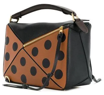 Brown Puzzle Polka-dot Shoulder Bag