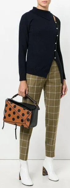 Brown Puzzle Polka-dot Shoulder Bag