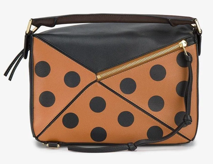 Brown Puzzle Polka-dot Shoulder Bag