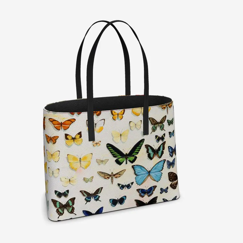 Butterfly Rainbow Leather Tote (Textured)