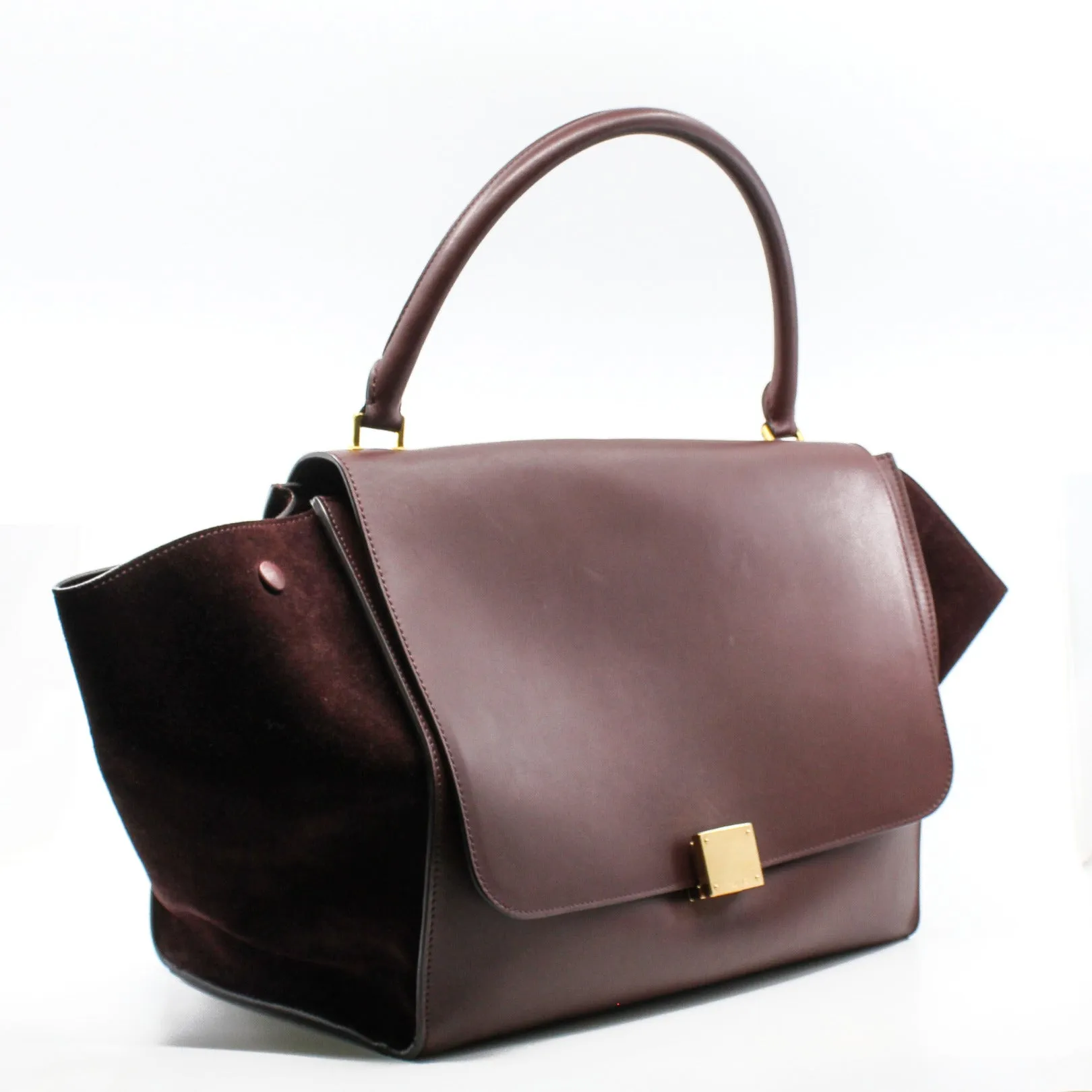 celine trapeze large red suede