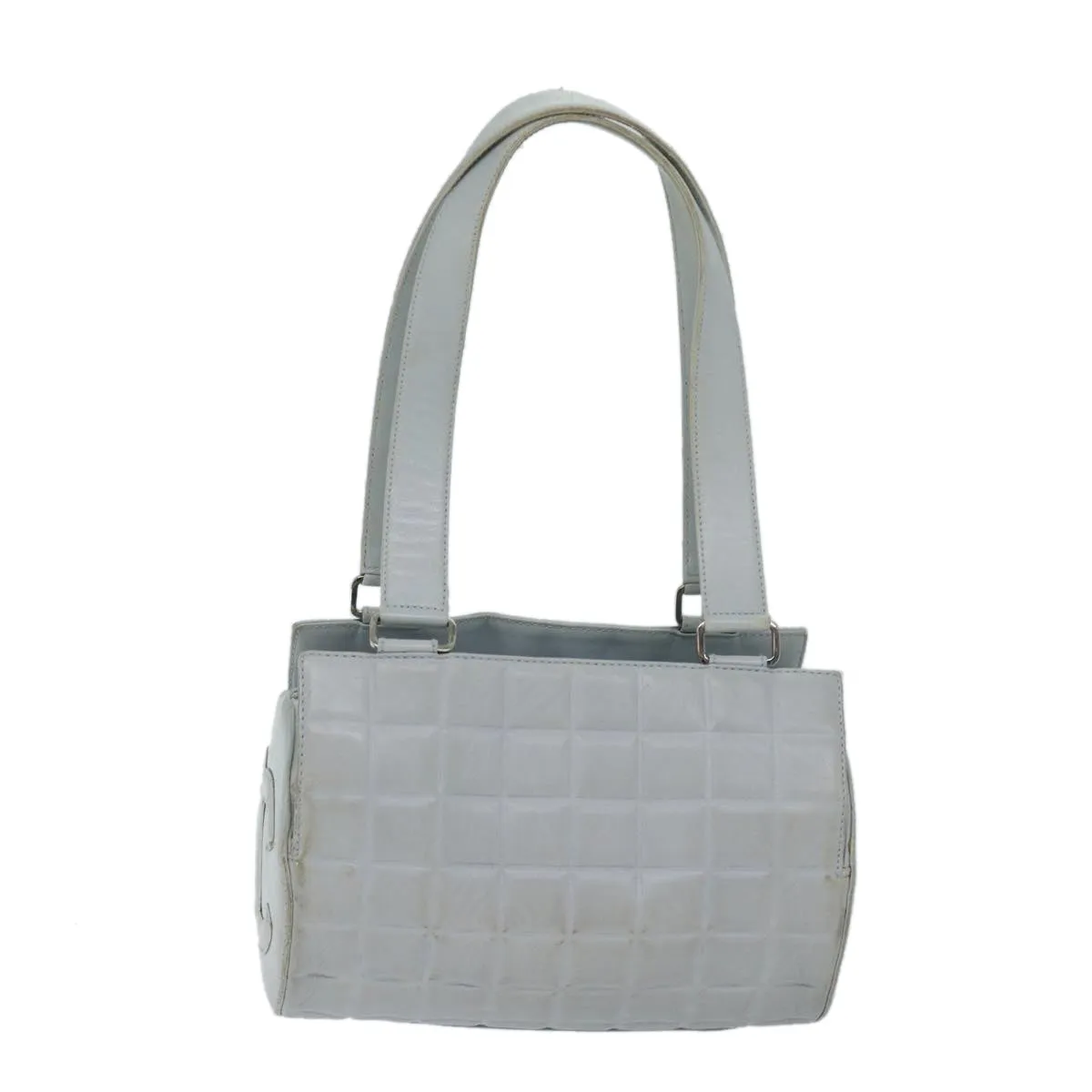 CHANEL COCO Mark Choco Bar Shoulder Bag Lamb Skin Blue CC Auth bs13362