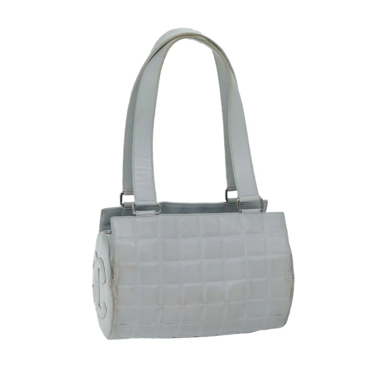 CHANEL COCO Mark Choco Bar Shoulder Bag Lamb Skin Blue CC Auth bs13362