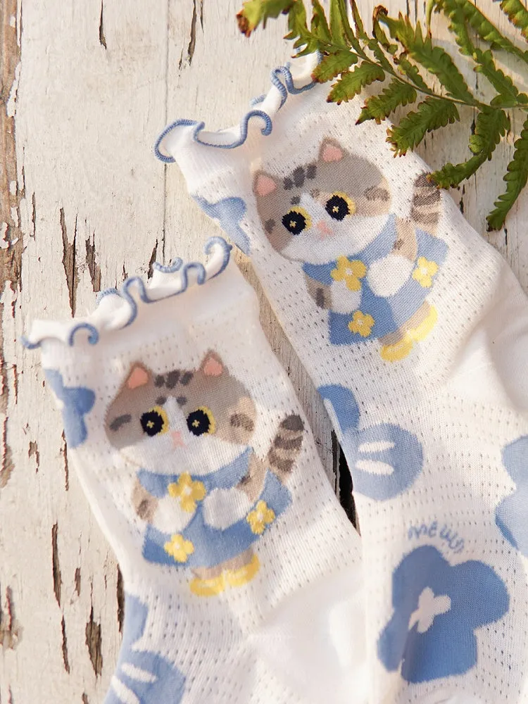 Cute Kitty Print Cartoon Socks Set