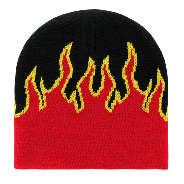 Decky 8003 - Fire Beanie, Flame Knit Cap