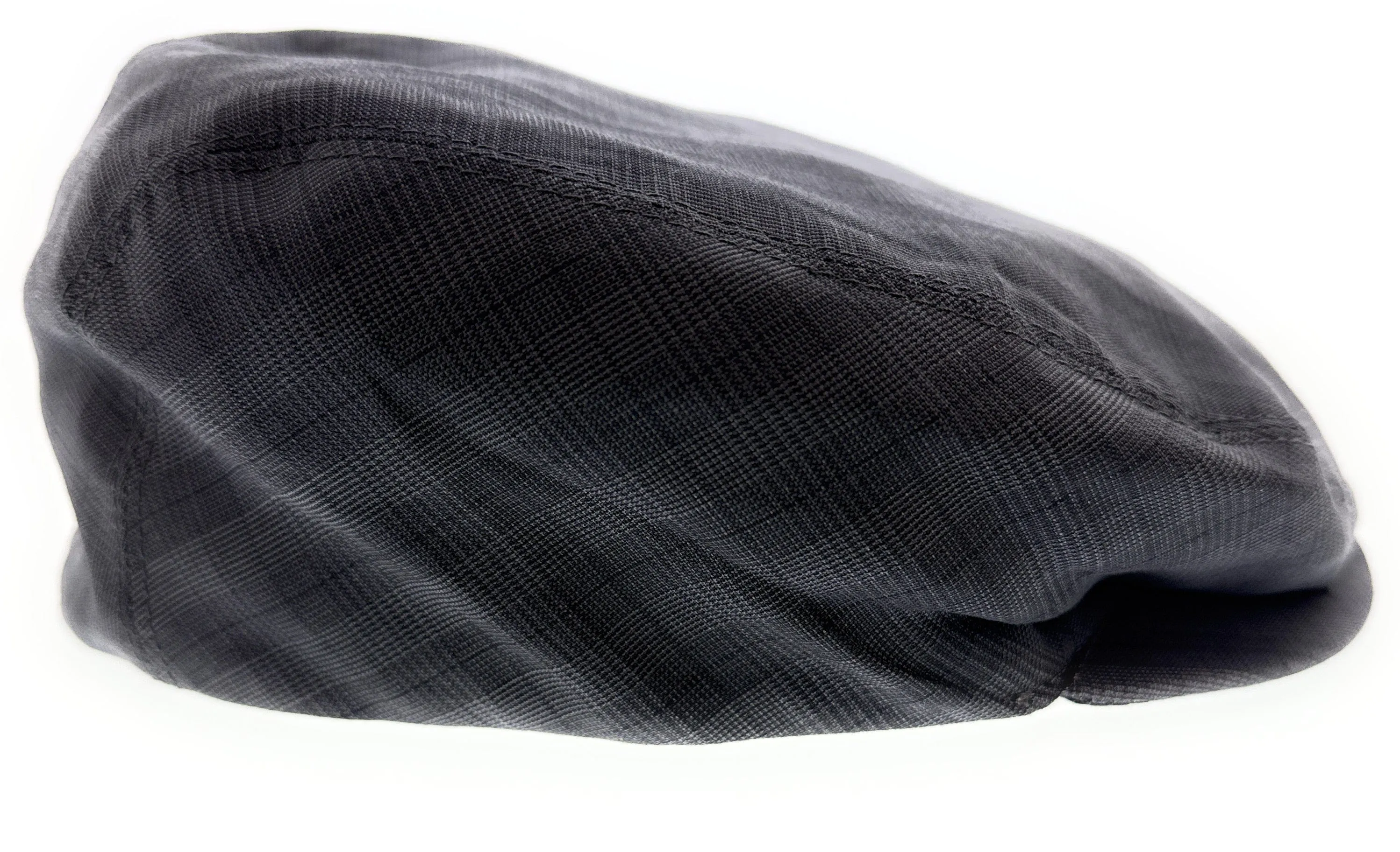 Dolce & Gabbana Deep Grey Linen Blend Plaid Flat Cap-Adult L