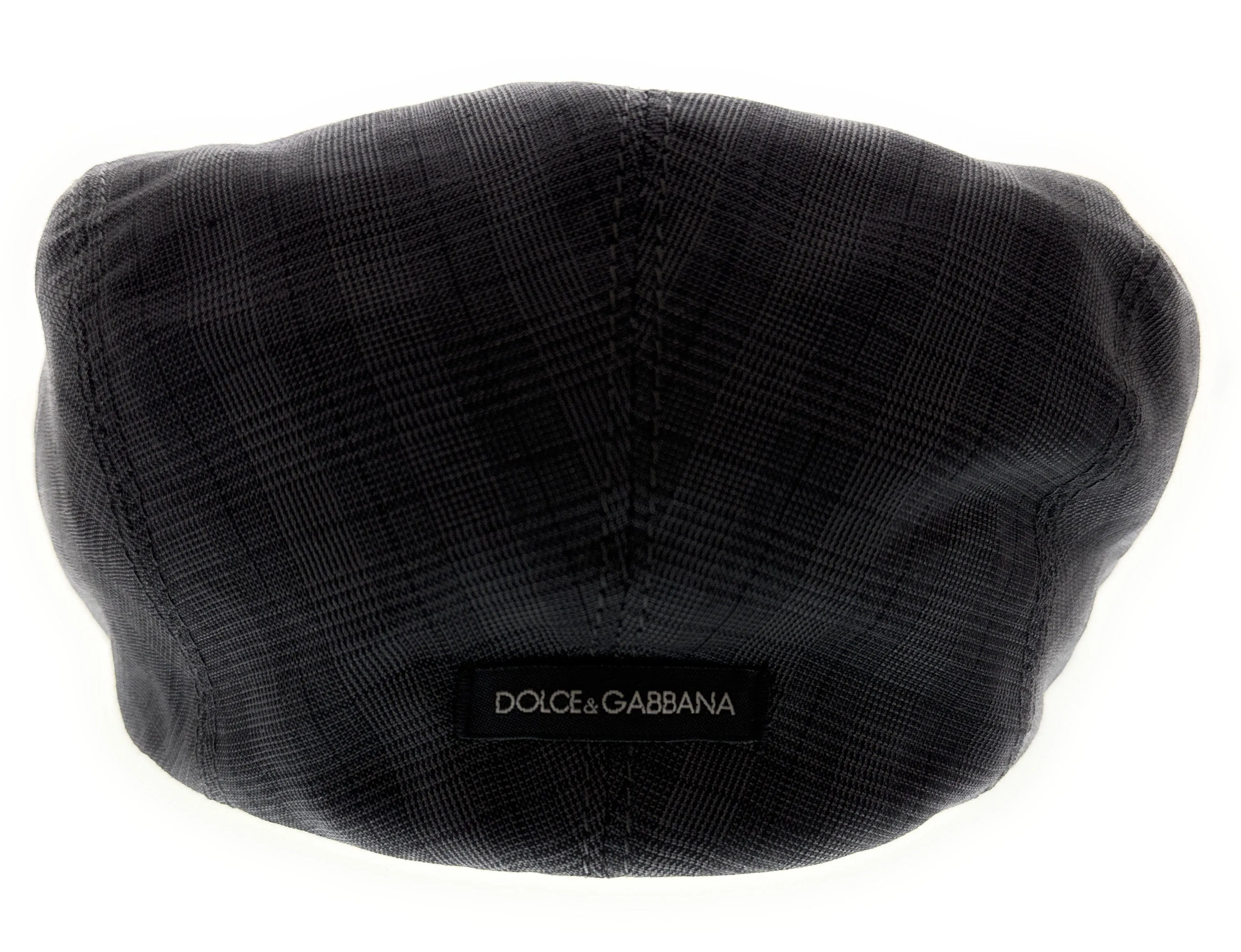 Dolce & Gabbana Deep Grey Linen Blend Plaid Flat Cap-Adult L