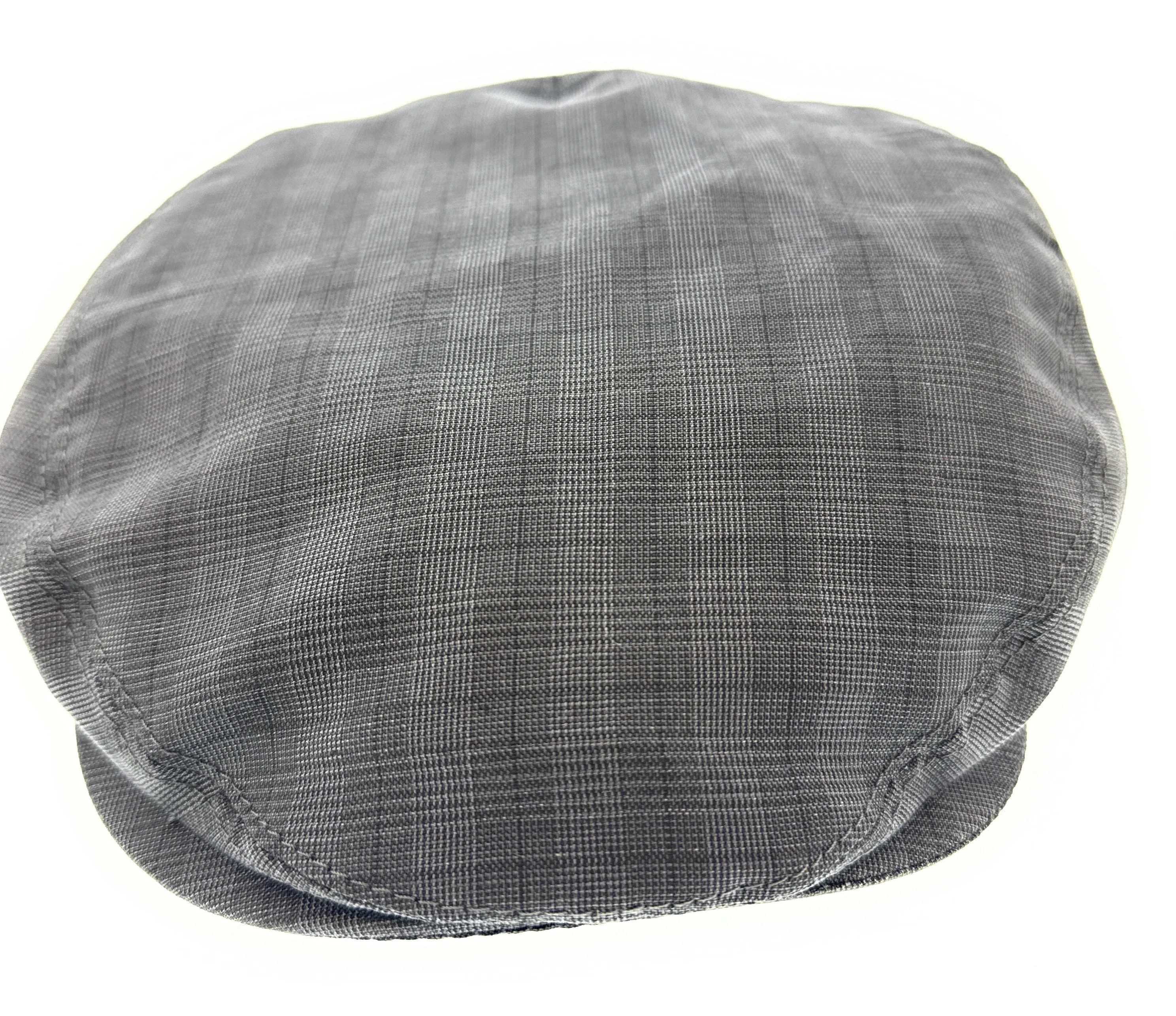 Dolce & Gabbana Deep Grey Linen Blend Plaid Flat Cap-Adult L