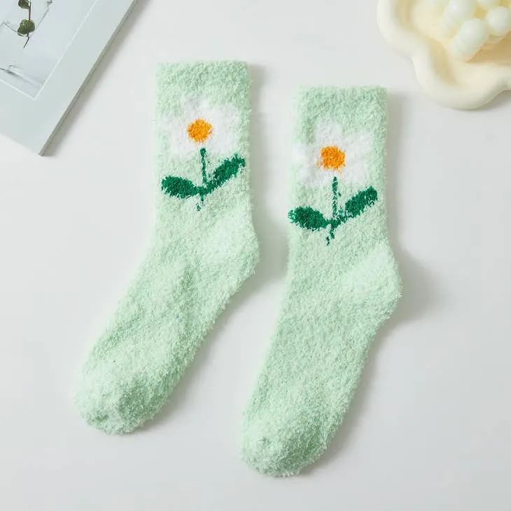 Flower Petal Fuzzy Socks