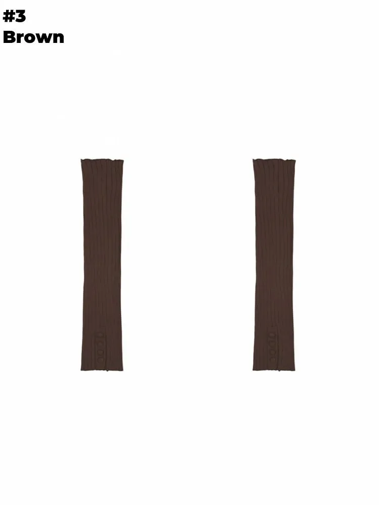 Gray/Beige/Brown/Black Self-tie Straps Leg Warmers