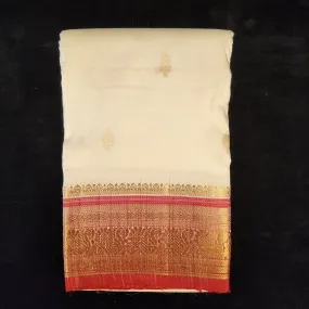 Half white with Red | Dharmavaram Silk Saree No 109