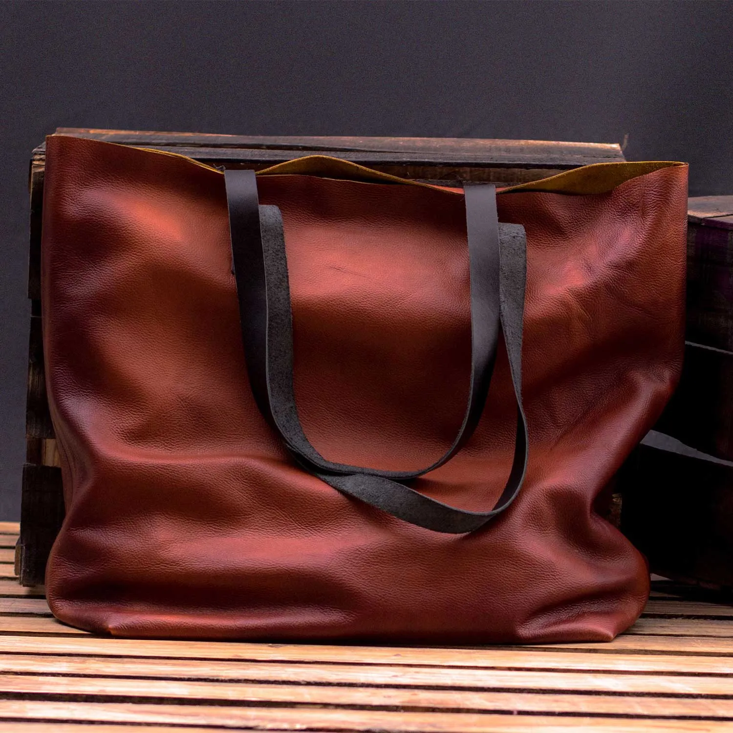 Keran Waxed Brown Leather Tote