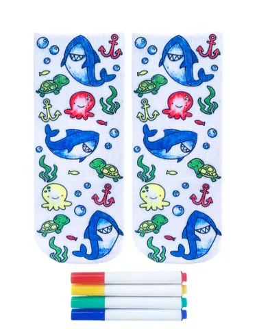 Living Royal Colouring Ankle Socks Ocean Pals