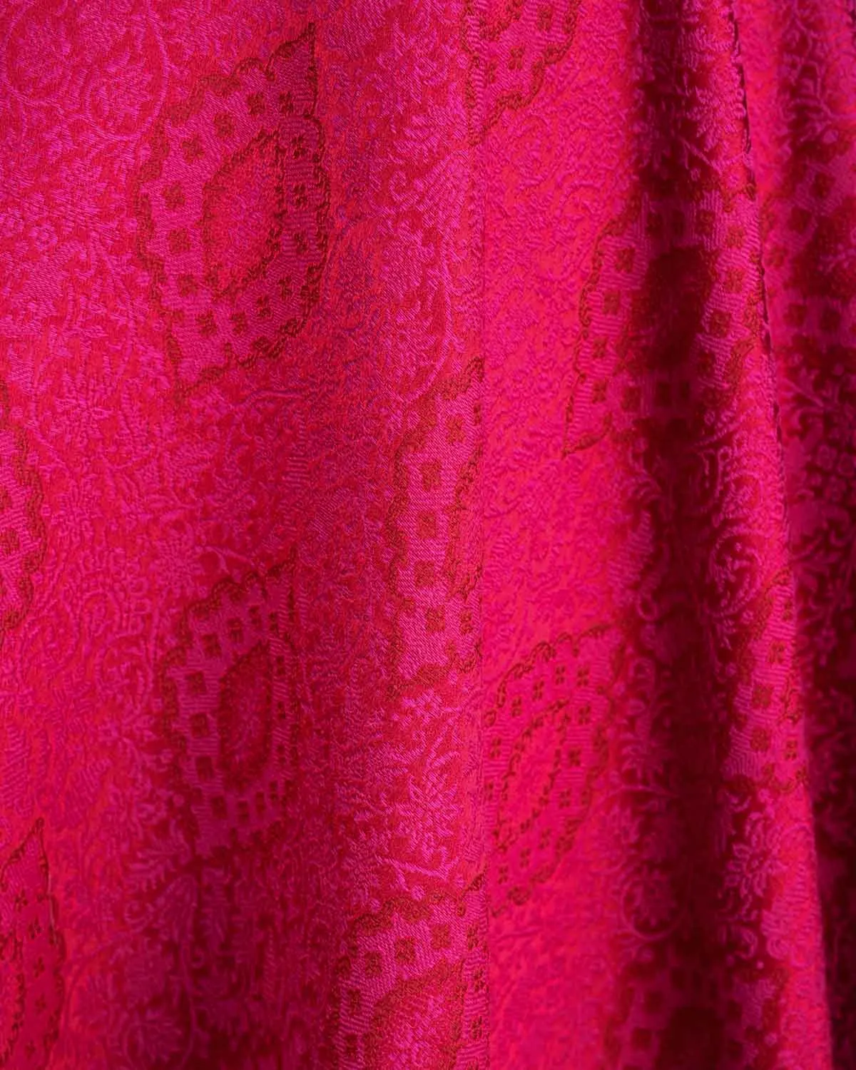 Magenta Damask Tanchoi Handwoven Silk Wool Unisex Dress Shawl