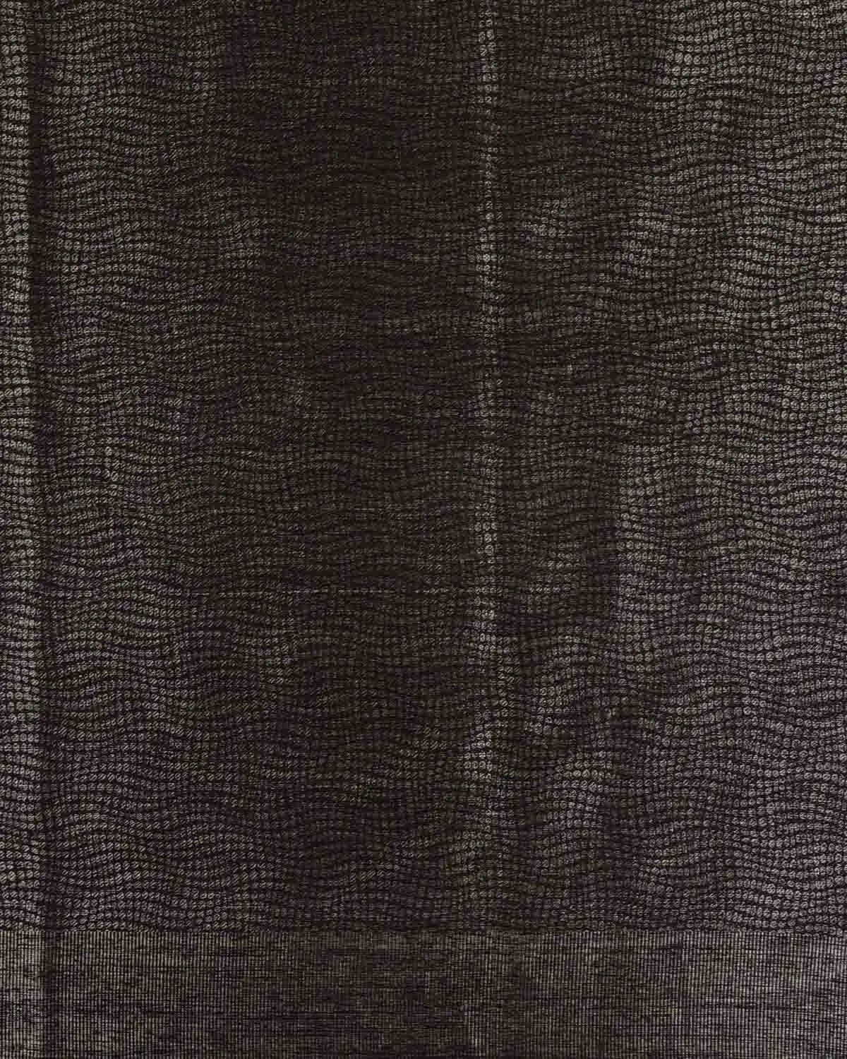 Mahogany Banarasi Silver Zari Distressed Python Stripes Brocade Handwoven Silk Wool Unisex Dress Shawl