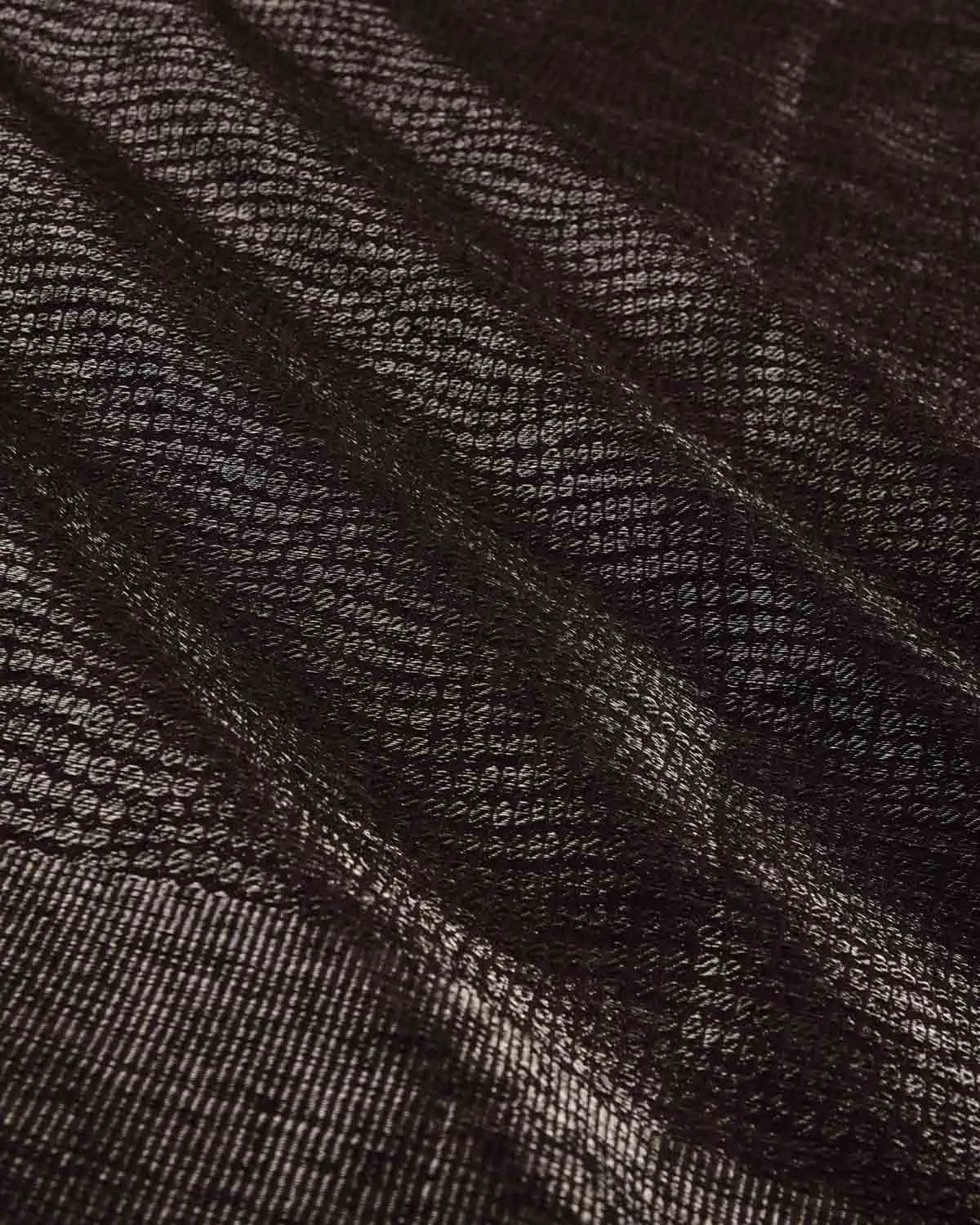 Mahogany Banarasi Silver Zari Distressed Python Stripes Brocade Handwoven Silk Wool Unisex Dress Shawl