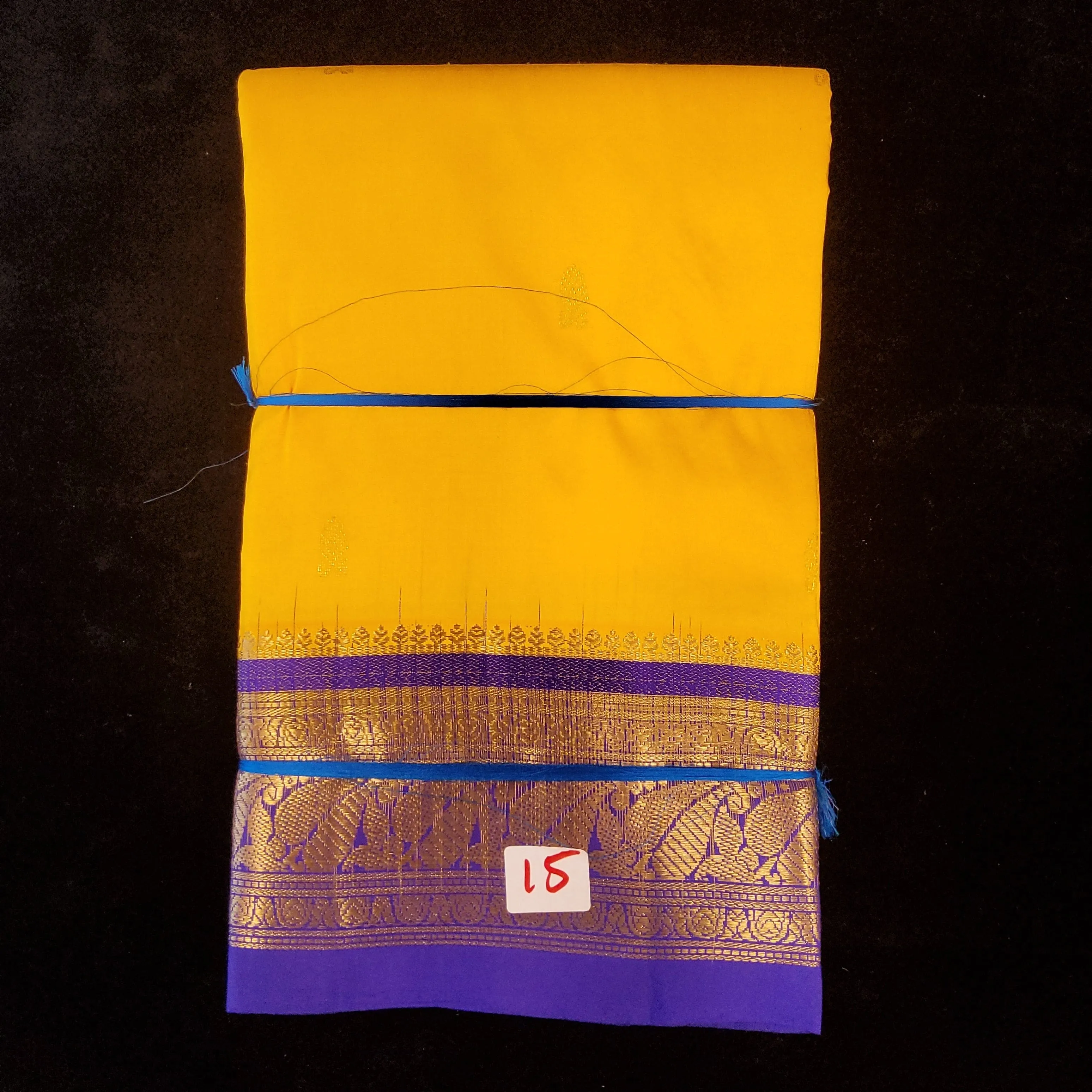 Mango Yellow with purple | Dharmavaram Silk Saree No 15