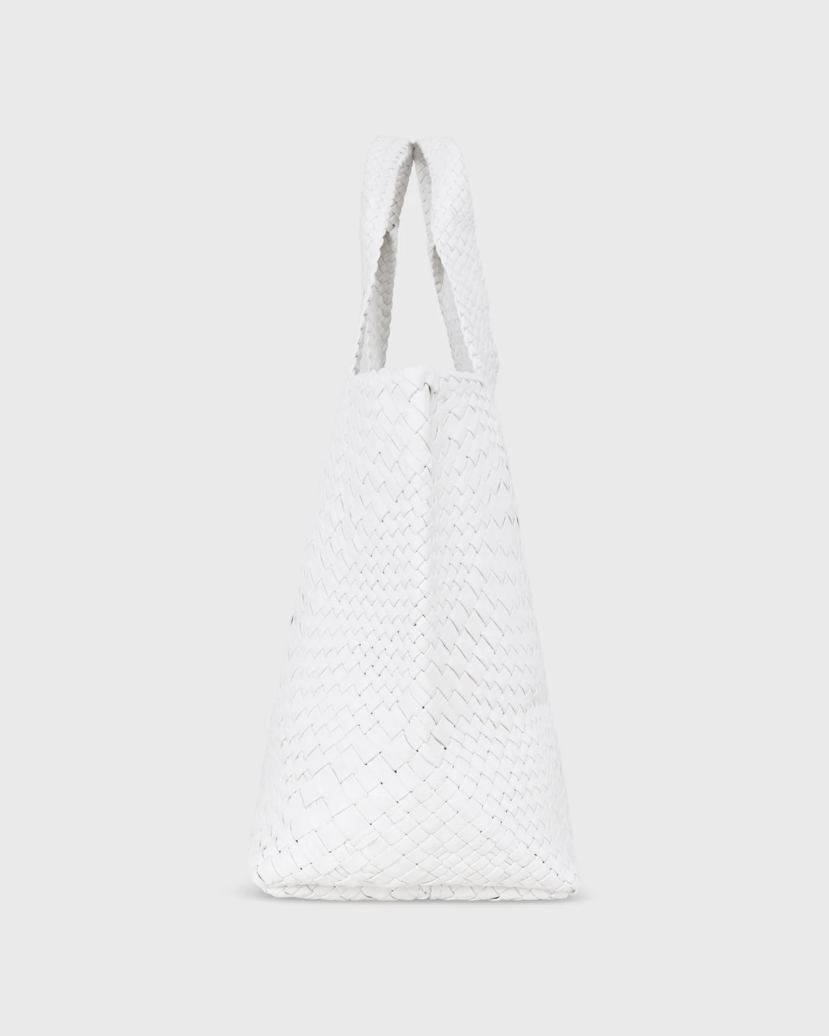 Mercato Handwoven Tote in White Leather