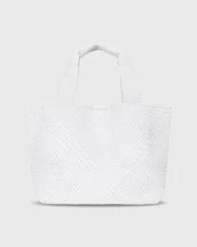 Mercato Handwoven Tote in White Leather