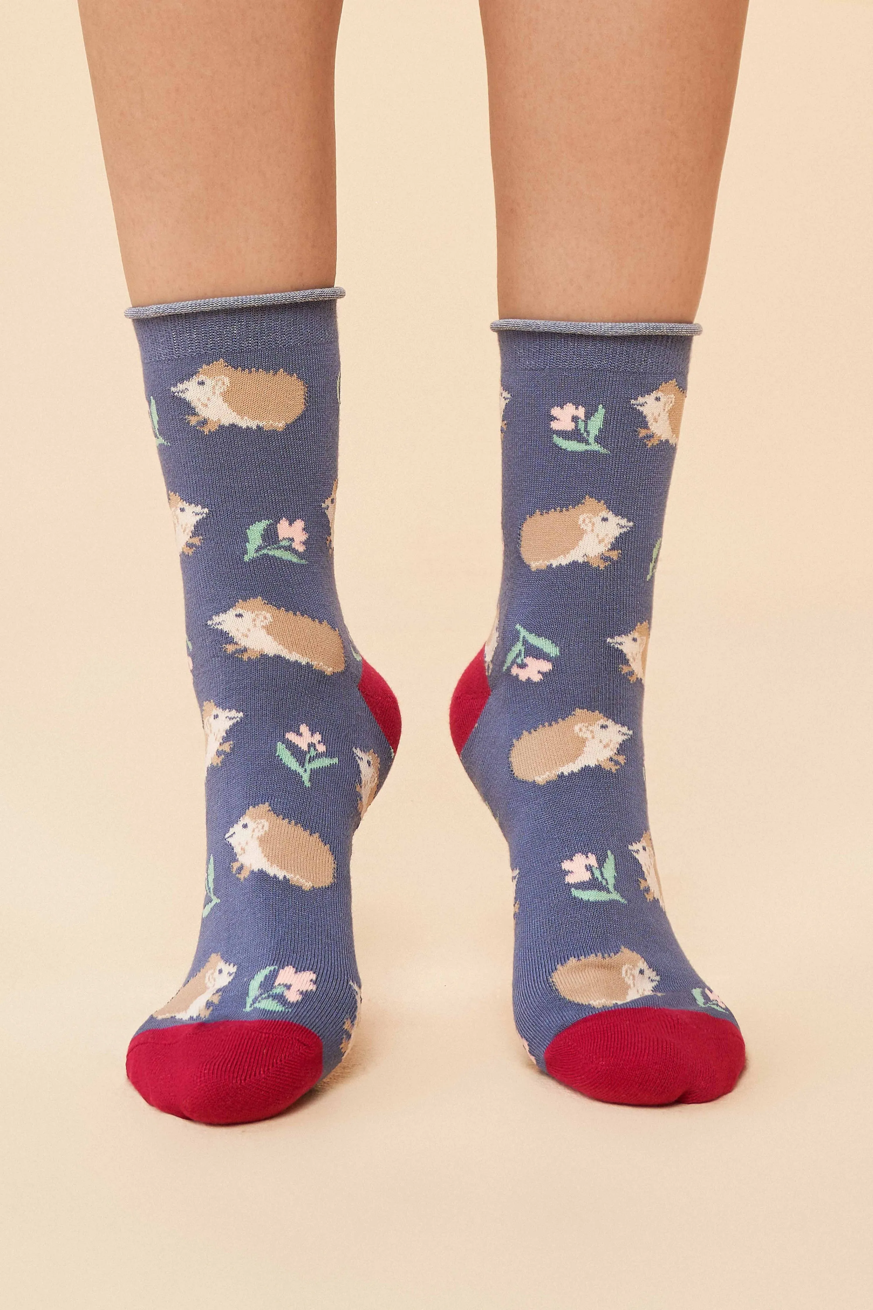 Snuffling Hedgehogs Ankle Socks - Navy