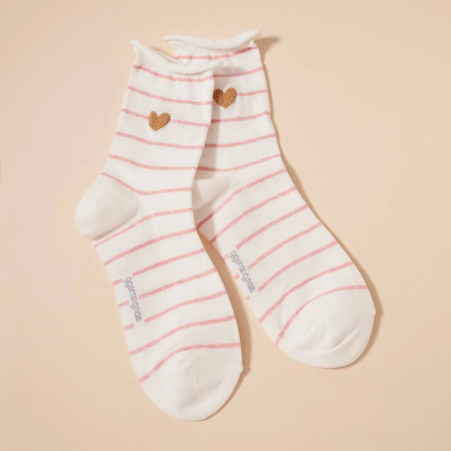 Stripe Heart Frill Socks