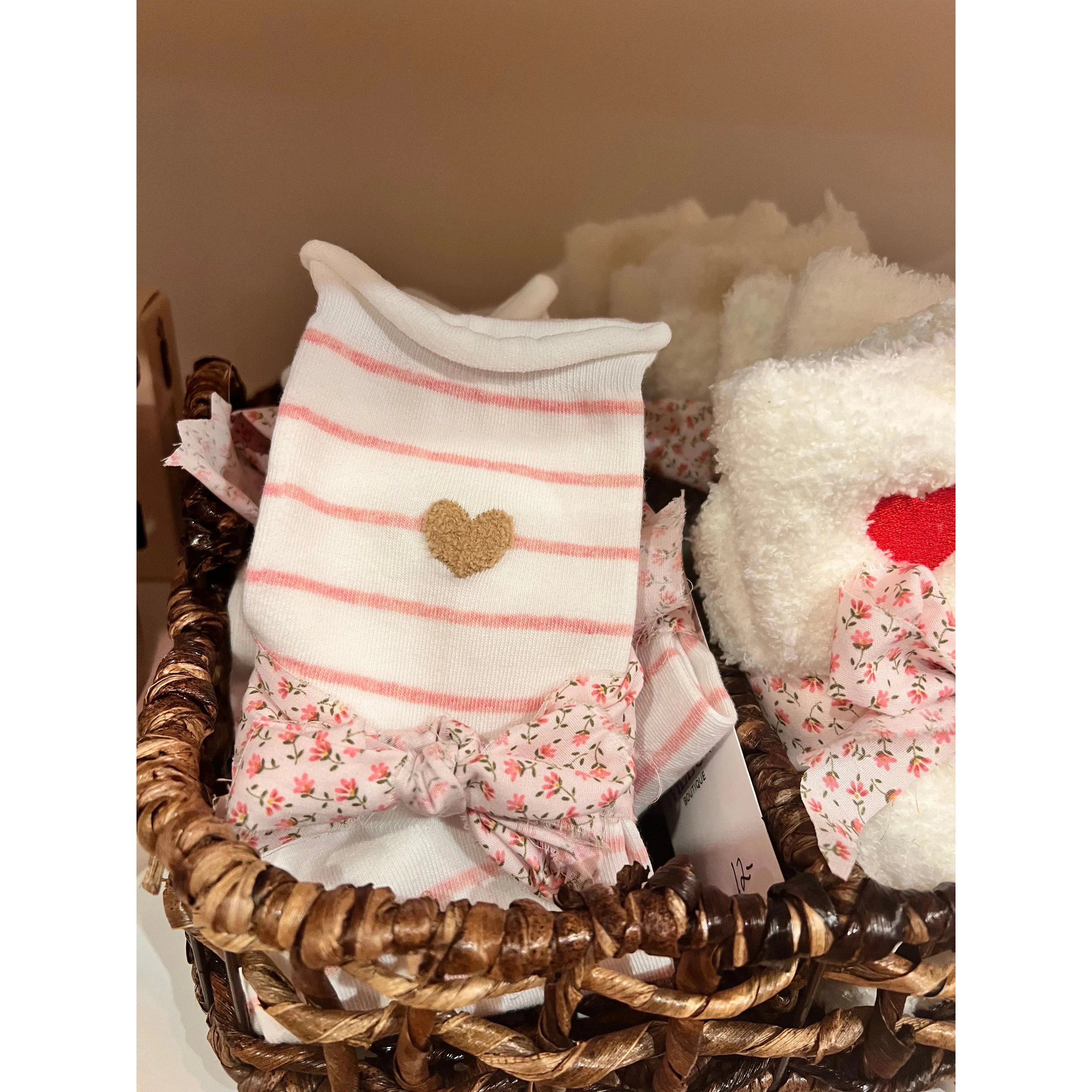 Stripe Heart Frill Socks