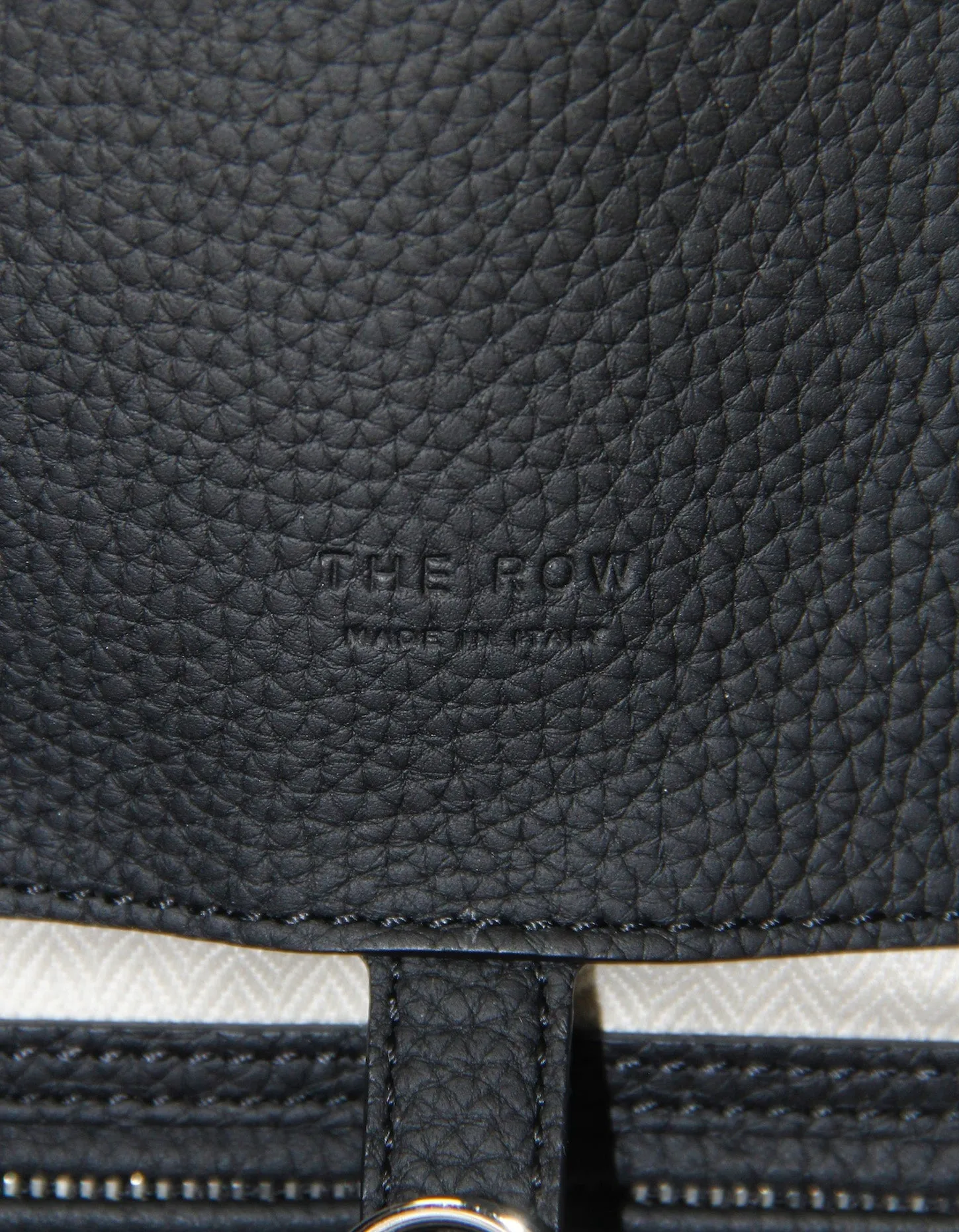 The Row Black Grained Leather Soft Margaux 15 Bag