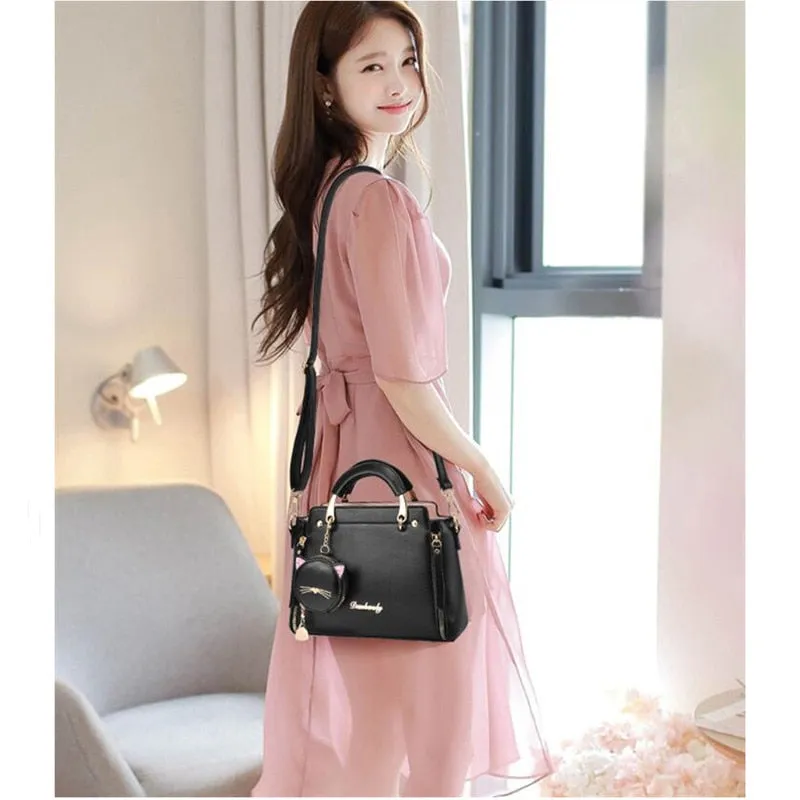 Vvsha  Summer Women Bag Side 2023 New Pu Leather Cute Cat Totes Design Ladies Shoulder Purse & Handbag Sweet White Shoulder