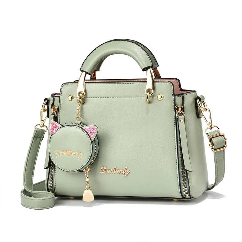 Vvsha  Summer Women Bag Side 2023 New Pu Leather Cute Cat Totes Design Ladies Shoulder Purse & Handbag Sweet White Shoulder