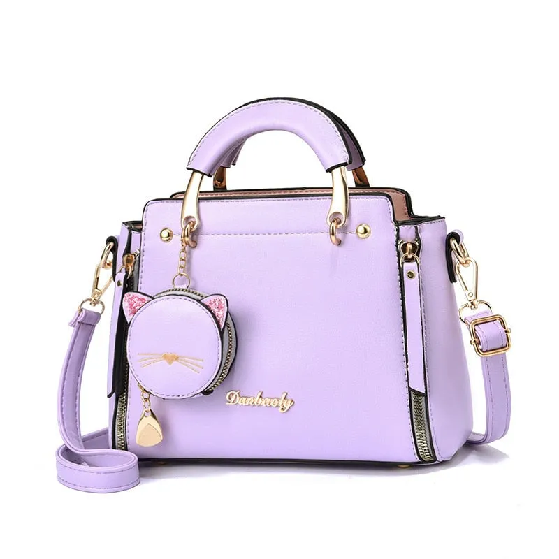 Vvsha  Summer Women Bag Side 2023 New Pu Leather Cute Cat Totes Design Ladies Shoulder Purse & Handbag Sweet White Shoulder