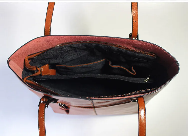 Womens Green Leather Tote Bag Handbags Shoulder Bag for Women