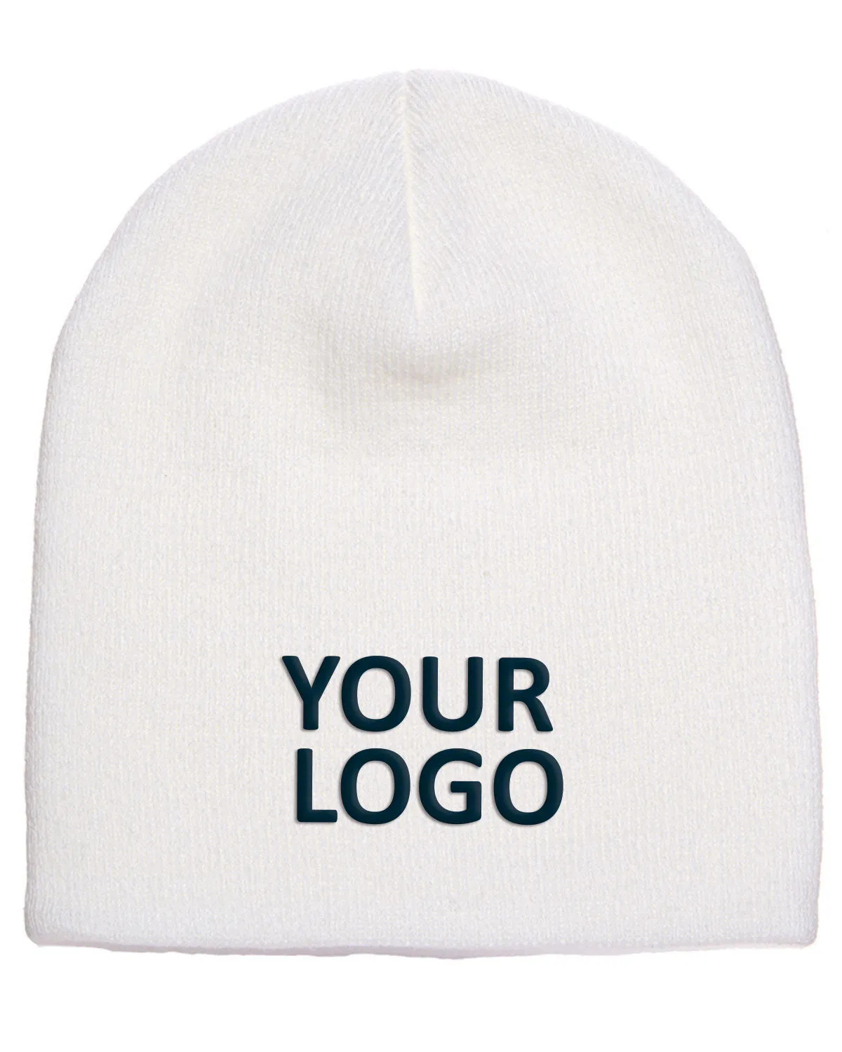 Yupoong Customized Knit Beanies, White
